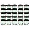 CapCro Set di 25 vasetti in vetro da 125 ml - diversi coperchi disponibili. Nero