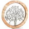 Logbuch-Verlag Albero della vita in alluminio con legno, decorazione da parete da appendere o da appendere, 25 cm, colore: argento