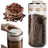 PRITOK Barattolo per caffè ermetico: barattolo da caffè ermetico da 1700 ml con valvola di scarico e data, contenitore sottovuoto per chicchi di caffè, noci, cacao, foglie di tè