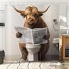 Hnmdmyi Tenda da doccia Funny Highland Cow 90x180, Agriturismo Mucca animale occidentale che legge il giornale sulla toilette Tenda da bagno impermeabile in tessuto poliestere lavabile Tenda da bagno