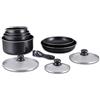 Herzberg Set di Pentole a Induzione - Pentole e Padelle per Tutto il Calore - Rivestimento in Pietra con Manico Rimovibile - 10 Pezzi HG-5000 Nero