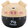 Fdit Timer Maialino Simpatico Cartone Animato Conto alla rovescia 60 Minuti Meccanici Timer Cucina Cottura Timer Orologio per forno elettronico Forno elettrico Microonde(cachi)