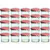 CapCro Set di 25 vasetti da 125 ml, per marmellate, conserve To 66, coperchio rosso a quadretti