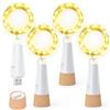Dumcuw Luci per Bottiglia 20 LED, Ricaricabile USB, con Tappo in Sughero, Modello 2024, a Batteria, Ideale per Natale e Decorazioni Festive(Bianco Caldo, 4 pz)