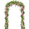 suaywo Ghirlanda di glicine artificiali rosa, 180 cm, fiori di seta da appendere, per casa, giardino, festa di nozze, decorazione dell'ufficio, ghirlanda viola finta con foglie rivestite di colla