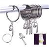 heavenlife 30pcs Anelli per Tende &100pcs Ganci per Tende Metallo Inossidabile Anelli Pendenti 30mm per Tendaggi, Finestre, Bagno e Asta, Argento