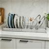 MENGCOOL Organizer espandibile per padelle, coperchio per padelle, con 10 divisori regolabili, supporto per coperchio della pentola, organizer da cucina (argento)