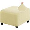 Pekrido Copripouf Quadrato, Copri Poggiapiedi Morbido Jacquard Fodere per Pouf Rettangolari Elasticizzati per Pouf Rimovibili per Soggiorno Camera da Letto,Beige