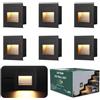 LetGlin 3W 300lm Segnapasso LED Esterno - 6 Pezzi, IP65 Segnapassi, 3000K Faretti Segnapasso da Esterno, Luci per Scale 230V, Luce da Parete 85x85mm, Nero