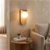 B·LED BARCELONA LED Barcellona - Applique da parete a LED, in legno, stile giapponese, nordico, minimalista, con palloncino, in vetro, bianco, G9, luce calda, ideale per camera da letto, soggiorno, ristorante, ufficio