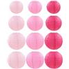 KACZUS 12 Lanterne di Carta Rosa, Lanterne Cinesi e Giapponesi da Appendere (10/15/20/25 cm, Rosa Chiaro/Fucsia) - Paralumi Rotondi per Decorazioni Matrimonio e Compleanno