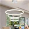 YYUTLUO Lampadario LED Moderno DIY Cerchio, 3 Bianco Anelli, 40+60+80cm=90W, H200cm Altezza Regolabile, Metallo+ Acrilico, Telecomando Dimmerabile Lampadario Rotondo Soffitto Soggiorno Camera Da Letto