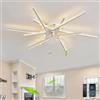 QINGYING Moderno Lampadario Ventilatore Con App Telecomando, Ventola Soffitto Con Luce Reversibile 6 Velocità DC, Lampada Con Pale Ventilatore Dimmerabile LED Per Camere Da Letto E Soggiorni-White||6 Heads