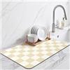 LIMNUO Tappetino Scolapiatti a Scacchi per Piani di Lavoro da Cucina e Angoli Bar, Tappetino Scolapiatti Moderno ed Elegante, Tappetino Scolapiatti Assorbente (Beige, 30X50cm)