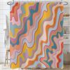 Hnmdmyi Tenda da doccia vintage arte astratta 180x180, pastello arcobaleno colorato groovy onde strisce geometriche tenda da bagno estetico retrò minimalista tessuto impermeabile tenda da bagno