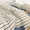 LinQton Set di biancheria da letto con copripiumino a righe, 100% cotone, stile semplice, a righe rosse e blu, 3/4 pezzi, con lenzuolo piatto, copripiumino di lusso da hotel (bianco, matrimoniale XL