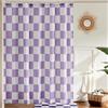 Ohocut Tenda da doccia a scacchi, tende da doccia viola lavanda per bagno, graziosa tenda da doccia retrò a scacchi, estetica vintage, tenda da bagno in tessuto lavabile in lavatrice, 183 x 183 cm