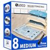 SUOCO Buste Sottovuoto Vestiti con Pompa Manuale, 8 Medium, Sacchetti Salvaspazio per Vestiti e Coperte, Perfetti per Valigie, Casa e Viaggi