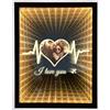 LINMQIU Specchio infinito personalizzato con foto personalizzate, Specchio per il trucco con luce notturna a LED da tavolo 2 in 1, Regali di anniversario personalizzati per San Valentino per coppie