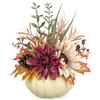 Oairse Decorazione autunnale di zucca artificiale, centrotavola autunnale con girasoli