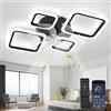 MiiR Ventilatore Da Soffitto Con Luce, 65W Lampadario Ventilatore E Telecomando, Dimmerabile, 6 Velocità, Funzione Memory, Adatto Per Camere Da Letto E Soggiorni, Nero