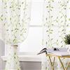 MIULEE Voile Tenda Finestra con Occhielli 2 Pezzo 140X145 cm Foglie Verde | Tenda a Pannello Tende a Vela Trasparente per Soggiorno e Camera da Letto