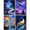 Muzagroo Art Dream World - Kit per pittura a mosaico con diamanti 5D, per principianti, fai da te, con strass, 30,5 x 40,6 cm, 4 pezzi (mondo dei sogni)