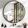 BEAUTYPEAK Specchio Rotondo, Specchio da Parete da 60 cm con Cornice in Lega di Alluminio, Vetro HD che può essere Appeso, Adatto per Decorazione della Casa, Bagno e Toletta, Nero