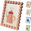 Generic Cornice portafoto vintage a bordo ondulato 4x6, cornice per foto con perline e dentellare con cavalletto in plastica, decorazione rustica da tavolo e parete per arredamento casa, regalo per amici