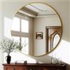 BEAUTYPEAK Specchio rotondo da 60 cm, con cornice in lega di alluminio, vetro HD che può essere appeso, adatto per decorare la casa, il bagno e la toeletta, colore: oro