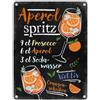speecheese Ricetta cocktail Aperol Spritz Targa in metallo 15 x 20 cm, ideale per cucina e feste, ricetta cocktail Aperol Spritz sul fornello, forno o frigorifero