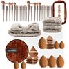 QuidToyzian Kit Pennelli Trucco Professionali 47 Pezzi, Accessori Completi con Pennelli Viso e Occhi, Spugnette, Cotoncini Struccanti e Fascce, Borsa Porta Trucco per Casa, Lavoro e Viaggi