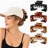 Yutissi Set di 4 Mollettone Capelli Donna, Pinze per Capelli Donna Grande Mollettoni Artiglio per Cappello, Antiscivolo Accessori Capelli per Donne Capelli Spessi (Serie con Stampa Leopardata Marrone)