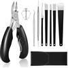 HEYMKGO Tagliaunghie Set Professionale HEYMKGO 9 in 1, Tronchesino Per Piedi Affilate Per Unghie Spesse Incarnite Micosi, Strumento Per Pedicure Per Uomo Donna Senior
