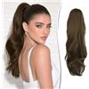 RUWISS Coda Cavallo Capelli Extension con Coulisse, 45 cm Lunga Ondulati Coda Capelli Extension Ponytail Ondulati Posticci Sintetici per Donna, Marrone Muschio