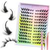 VEGCOO Cat Eye Lash Clusters - 144 ciglia singole con curvatura a C, effetto volpe, delicate extension per ciglia naturali fai da te per la casa, ciglia singole morbide e leggere in confezione