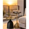 Amveya Set di 2 Tavolino da Esterno in Metallo Impermeabile Tavolino Salotto Moderno Rotondo Tavolini da Balcone e Giardino, Coffee Table per Divano, Soggiorno e Terrazza, 40 cm, Nero Oro