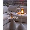 Amveya Set di 2 Tavolino da Esterno in Metallo Impermeabile Tavolino Salotto Moderno Rotondo Tavolini da Balcone e Giardino, Coffee Table per Divano, Soggiorno e Terrazza, 40 cm, Bianco