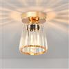 ANWIO Lampadario Cristallo Oro, Plafoniera Soffitto in Cristallo Moderno E27, Lampadario Corridoio con 1 Luce,Plafoniera Bagno Piccolo con Paralume in Vetro, 13.5 CM(Senza Lampadine) Kitchen
