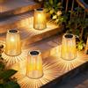 OUTONLIFE Set da 4 Lanterne Solari da Esterno in Rattan, Sospese o da Terra, LED Impermeabili con Accensione/Spegnimento Automatico, Fatte a Mano, Decorative per Giardino e Terrazza