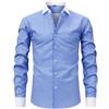 ZEZEZ Camicia elegante da uomo a righe bianco e azzurro, camicia formale da lavoro con bottoni(Dark blue+white_XL)