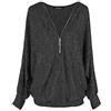 Emma & Giovanni - Top con Mezza Zip Top Oversize - Donna (Nero, XL-XXL)