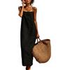 LIUYUYOUGO Vestiti Estivi Donna Abiti Sottoveste in Lino per Donna Abito Lungo Estivo con Scollo Quadrato E Spalline Sottili Abito Estivo Boho Ampio E Svolazzante con Spacco Laterale Abiti Casual da