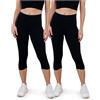 SES Leggings Capri da donna lunghi a 3/4, confezione da 2 pezzi, da 32-34 a 56-58, opachi ed elastici con vita morbida e vestibilità perfetta, cotone con elastan, Nero , 38-40
