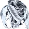 OUTDOOR WORLD BE ACTIVE Outdoor World, sciarpa Shemagh dell'esercito arabo dell'OLP, scaldacollo Keffiyeh, turbante arabo con nappa, 110 cm x 110 cm, Nero su bianco., Taglia unica