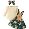 Himllauen Completo da 3 Pezzi per Neonata Bambina Autunno Carino Outfit Albero di Natale/Babbo Natale/Ghiaccioli Stampa Tuta Manica Lunga+ Fascia per Ragazze