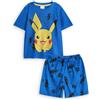 Pokémon Set Pigiama da 2 Pezzi Pikachu per Ragazzi | Pantaloni a Gamba Corta e Top da Notte a Maniche Corte con Stampa Integrale per Bambini in Blu
