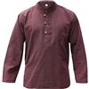 Shopoholic Fashion Camicie da Uomo Hippy con Colletto a Fascetta in Tessuto di Canapa Tinta Unita