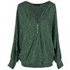Emma & Giovanni - Top con Mezza Zip Top Oversize - Donna (Verde, S-M)