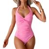 Generisch Tankini Donna Costume Intero Halter Contenitivo Scollo V Arricciato Snellente Moda Mare 2025